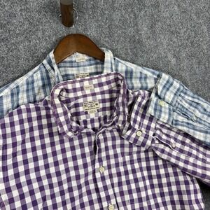J.Crew Mens Slim Fit Button Down Shirt Lot of 2 Plaid Checkered‎ Medium Cotton